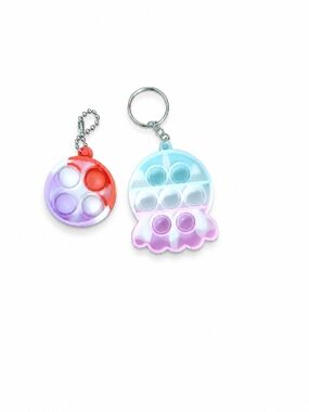 Pop It Fidget Keychain Bundle | Sensory Toy Set | Pastel Jellyfish  Round Bubble